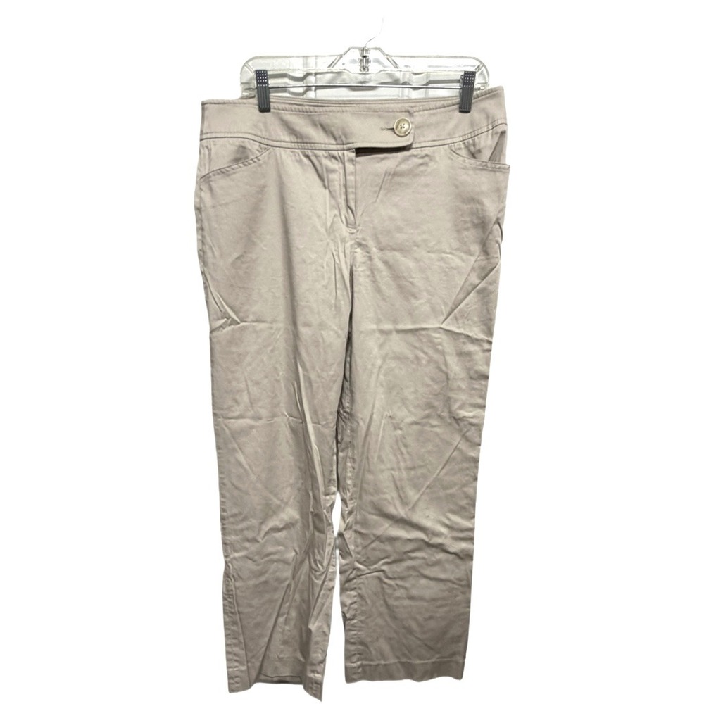 Willi Smith Ava Fit Women Pants Size 12 Beige Straight Leg Career Casual Stretch